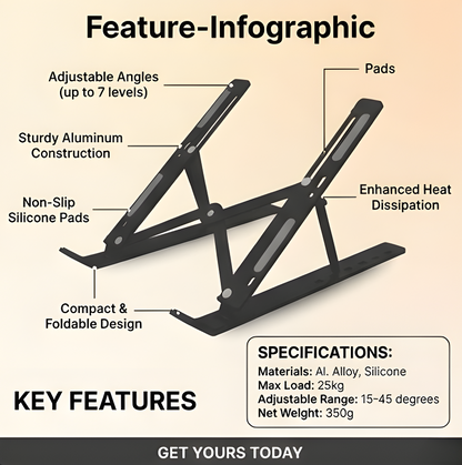 StandPro Adjustable Laptop Stand for Desk