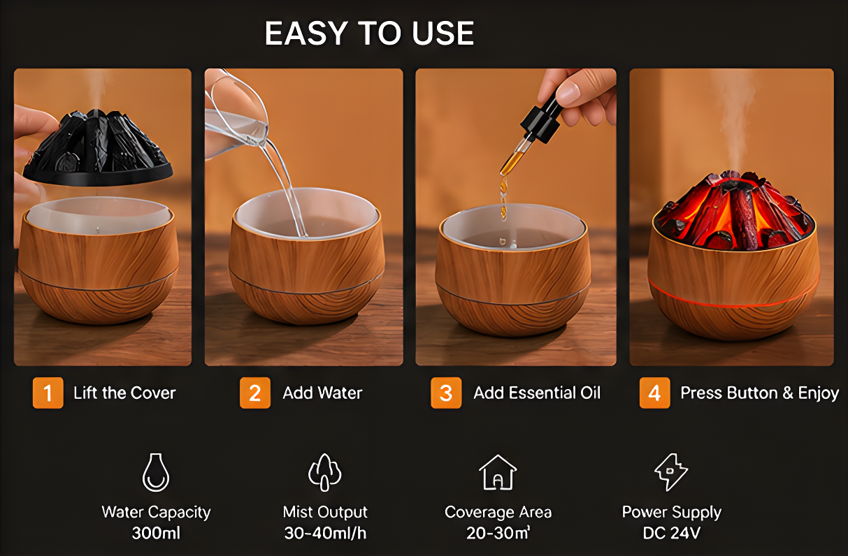 Charcoal Flame Humidifier & Diffuser