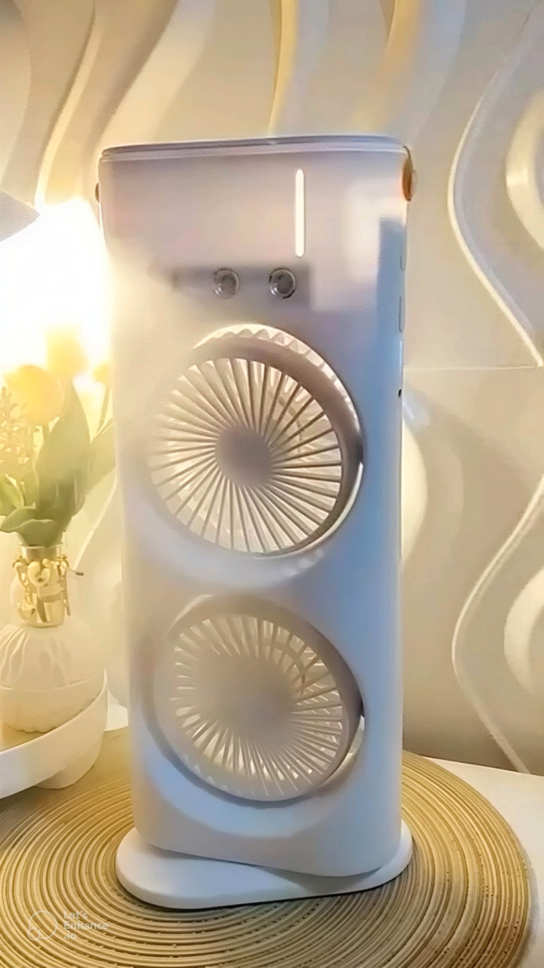 Dual Blast Mini Air Cooler – USB Rechargeable Mist Fan with Double Fan Cooling