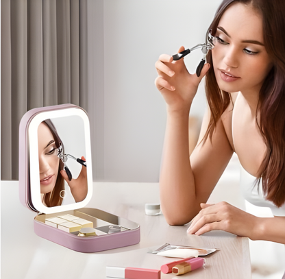 GlowCase Portable LED Beauty Mirror & Organizer