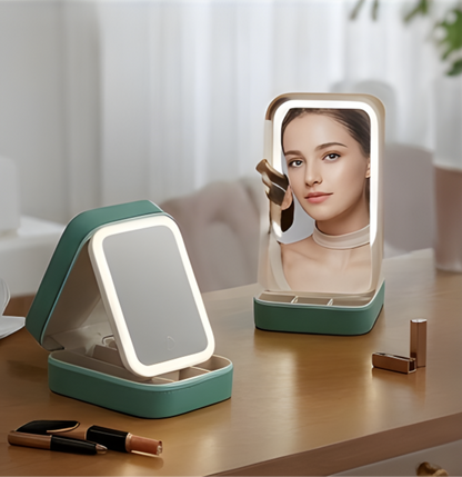 GlowCase Portable LED Beauty Mirror & Organizer