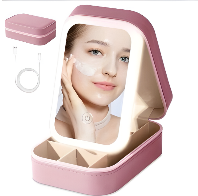 GlowCase Portable LED Beauty Mirror & Organizer