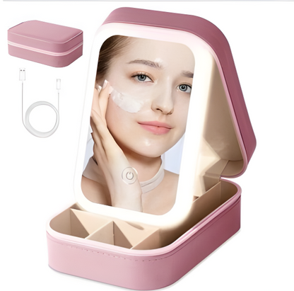 GlowCase Portable LED Beauty Mirror & Organizer