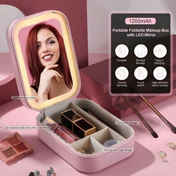 GlowCase Portable LED Beauty Mirror & Organizer