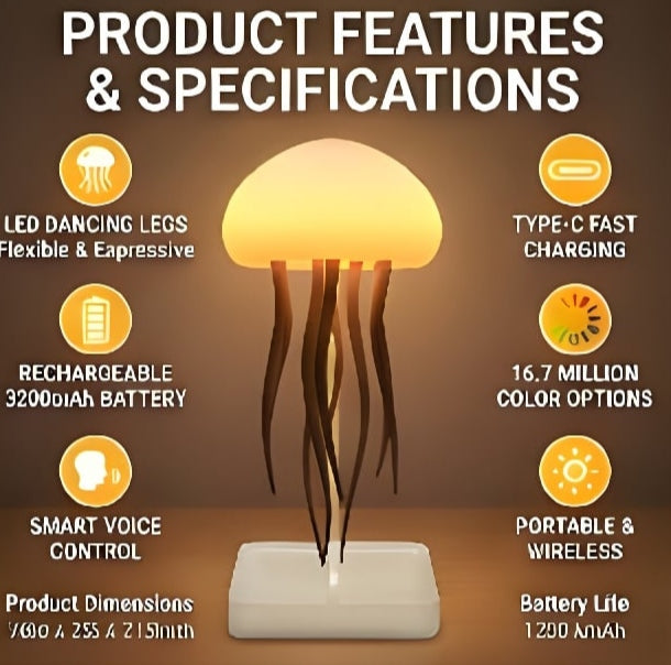 AquaGlow Rechargeable Jellyfish Mood Lamp
