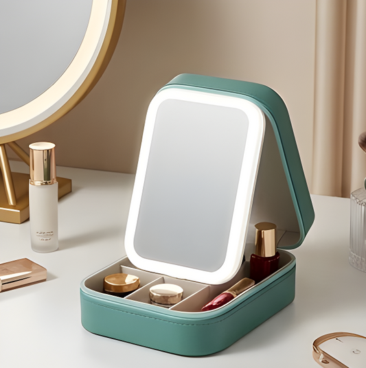 GlowCase Portable LED Beauty Mirror & Organizer